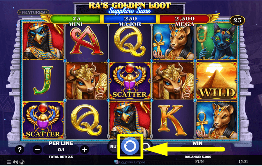 Ras Golden Loot Sapphire Suns JOUER LE JEU.