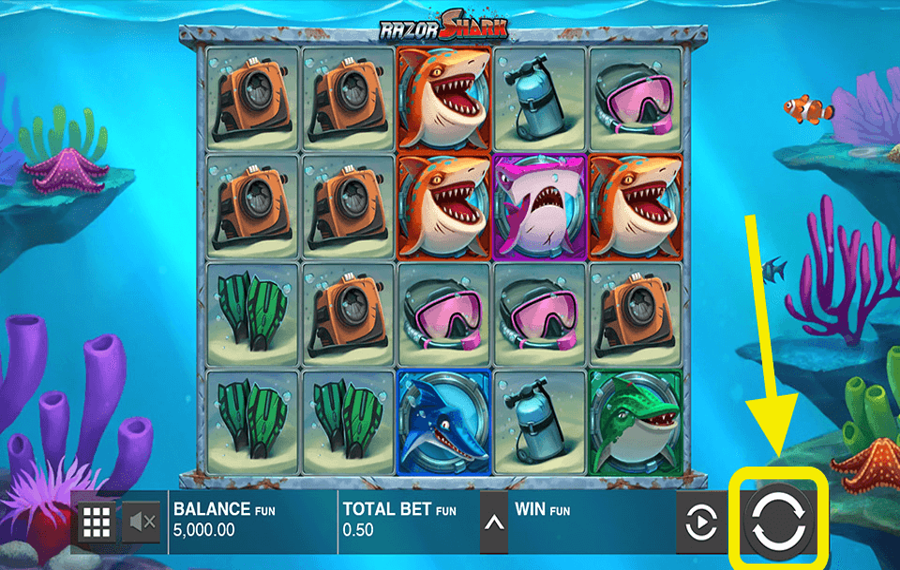 Razor Shark Click/ tap the “Spin” button.