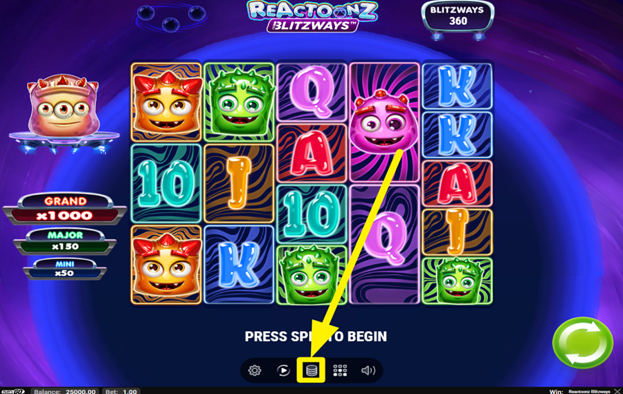 Reactoonz Blitzways AJUSTEZ VOTRE MISE.