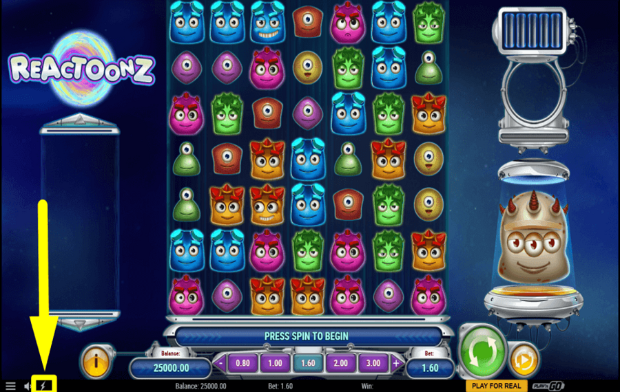 Reactoonz KONTROLLIEREN SIE DIE SPIELGESCHWINDIGKEIT.