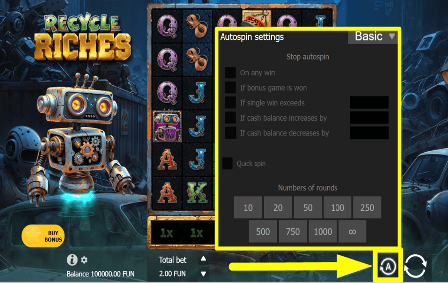 Recycle Riches ВРАЩЕНИЕ В АВТОМАТИЧЕСКОМ РЕЖИМЕ.