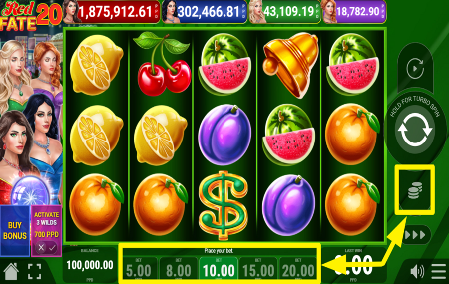 Red Fate 20 CHOISISSEZ UN MONTANT DE PARI.