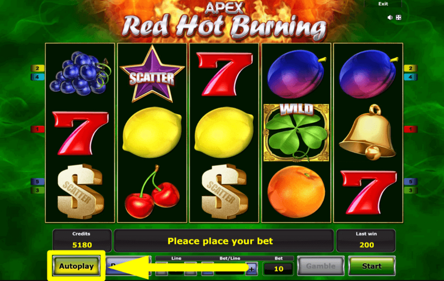 Red Hot Burning CONFIGURAR GIROS AUTOMÁTICOS.