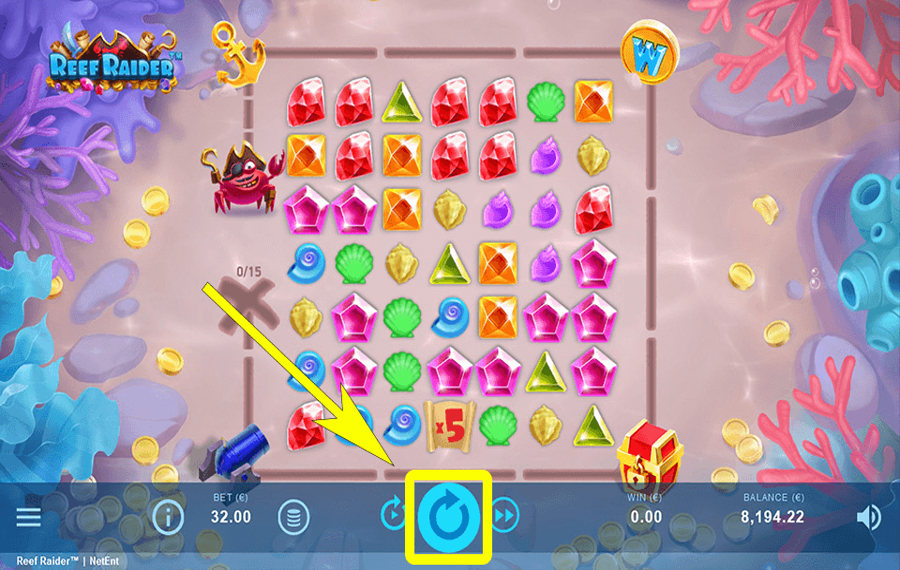 Reef Raider Click/ tap the “Spin” button.