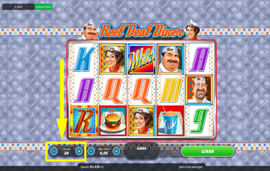 Reel Deal Diner PASSEN SIE DIE GEWINNLINIEN AN.