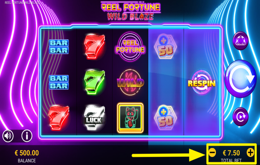 Reel Fortune Wild Blaze ИЗМЕНИТЕ СВОЮ СТАВКУ.