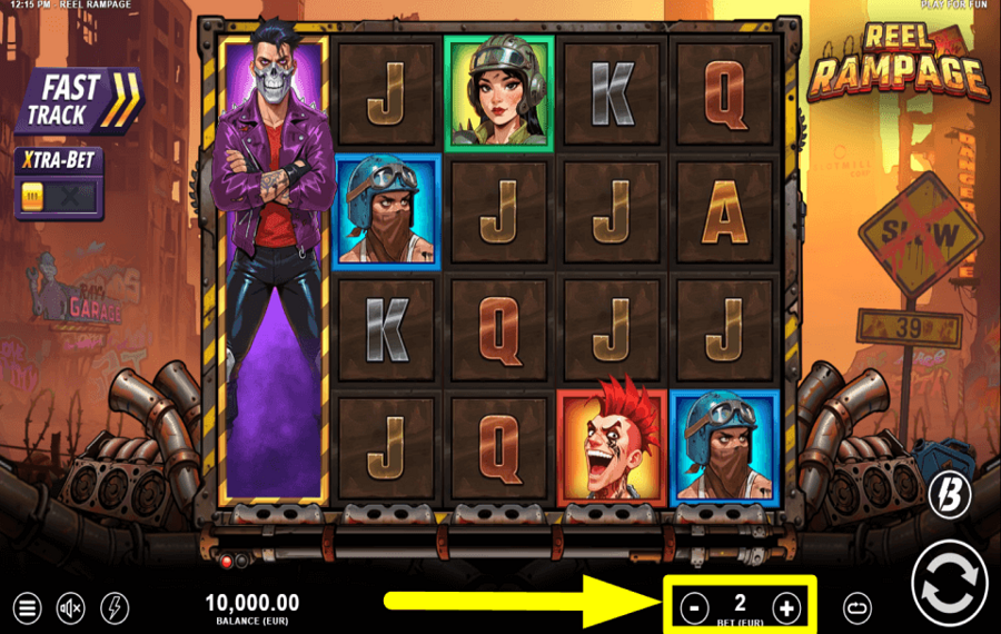 Reel Rampage ADJUST THE STAKE.