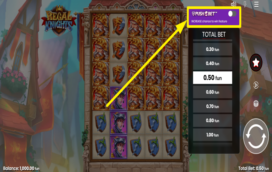 Regal Knights TURN ON PUSH BET.