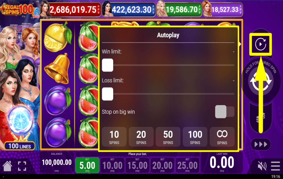 Regal Spins 100 6 STARTEN SIE AUTOPLAY.