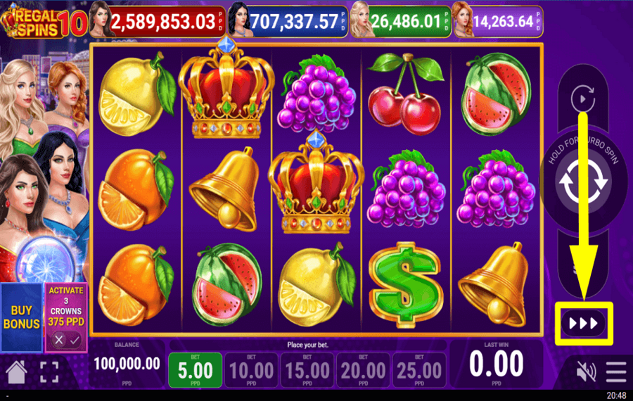 Regal Spins 10 ACCÉLÉREZ LE JEU.