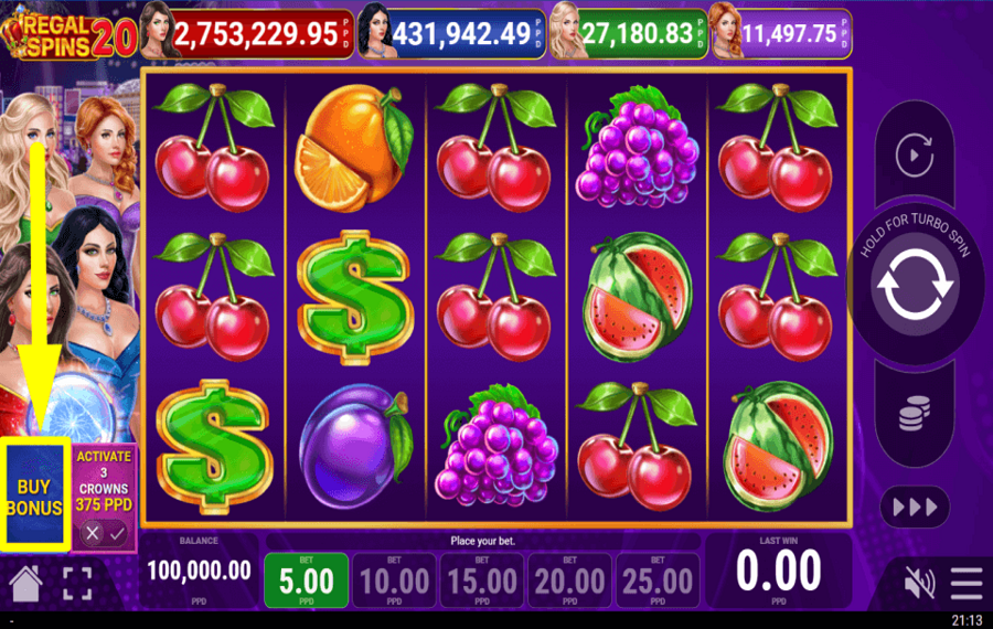 Regal Spins 20 ACHETEZ POUR DES BONUS.