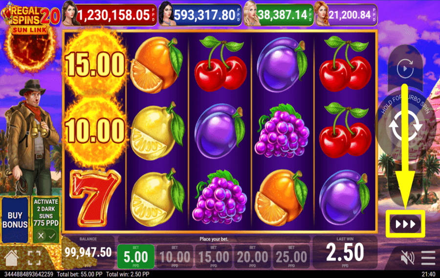 Regal Spins 20 Sun Link VERBESSERN SIE IHR SPIEL.