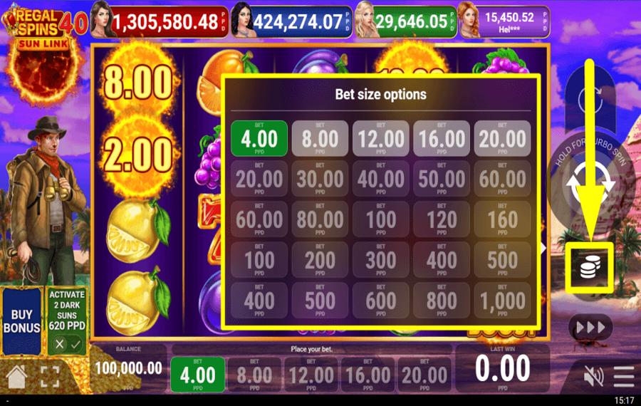 Regal Spins 40 Sun Link PLATZIEREN SIE IHREN EINSATZ.