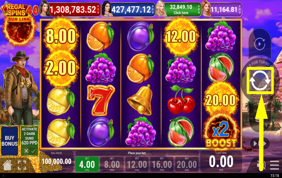 Regal Spins 40 Sun Link SPIELEN SIE UM BELOHNUNGEN.
