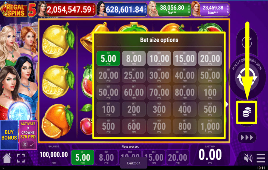 Regal Spins 5 PLACEZ VOTRE PARI.