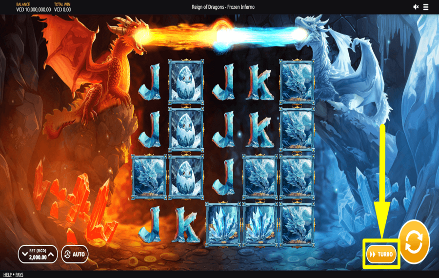 Reign of Dragons Frozen Inferno TURBO-MODUS EINSCHALTEN.