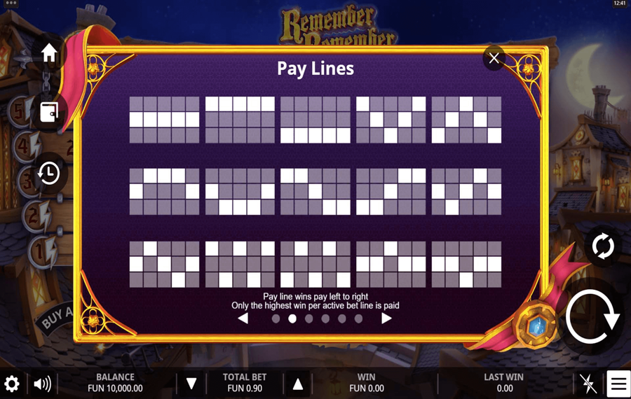 Remember Remember Choose the paylines