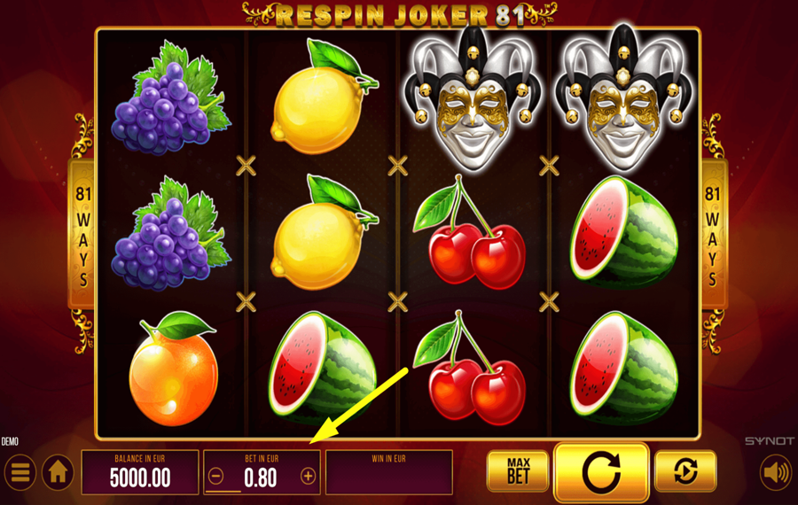 Respin Joker 81 Choisissez le montant de votre pari
