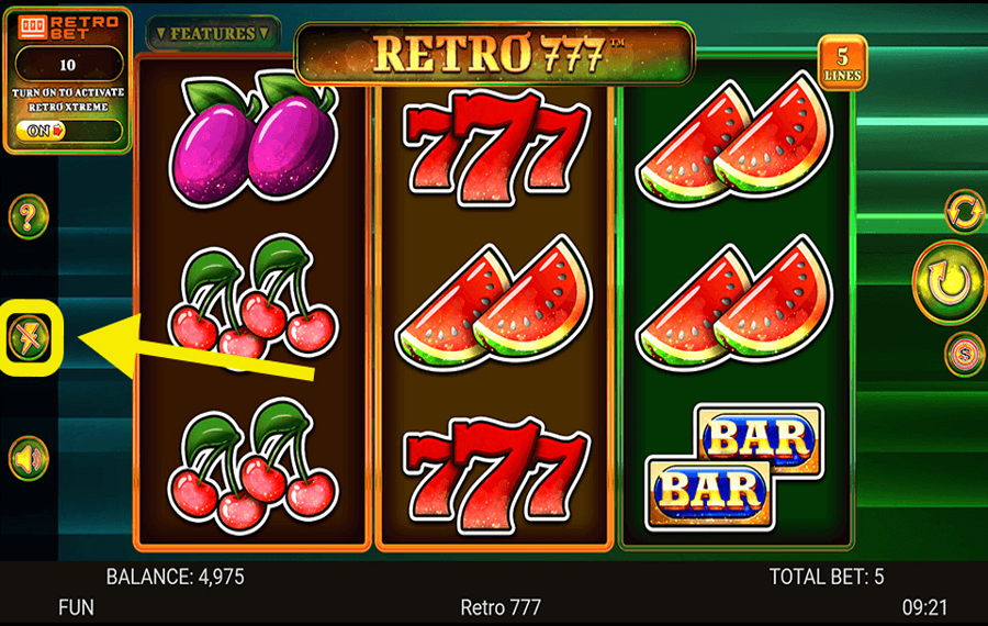 Retro 777 Using the optional “Turbo” feature.