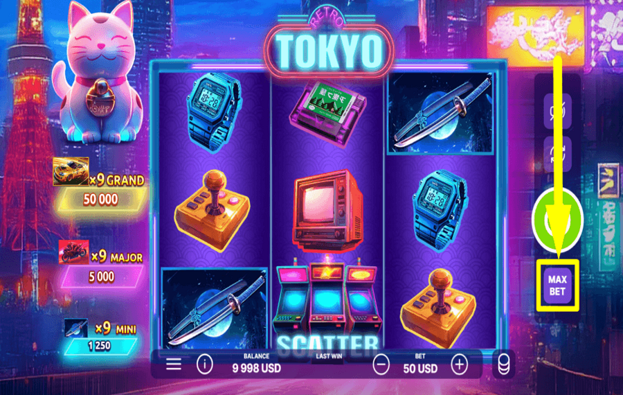 Retro Tokyo STAKE THE MAXIMUM CREDITS.
