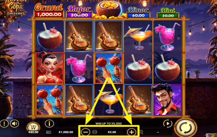 Return to the Copa Hold and Win MODIFY THE TOTAL BET AMOUNT.