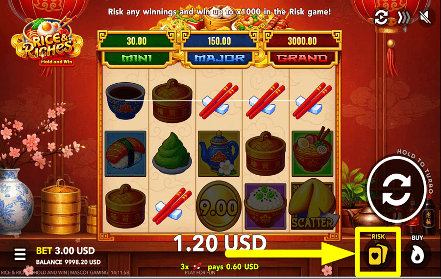 Rice and Riches Hold and Win ACCEPTEZ LE RISQUE.