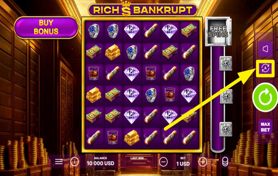 Rich Bankrupt ЗАПУСК АВТОМАТИЧЕСКИХ ВРАЩЕНИЙ.