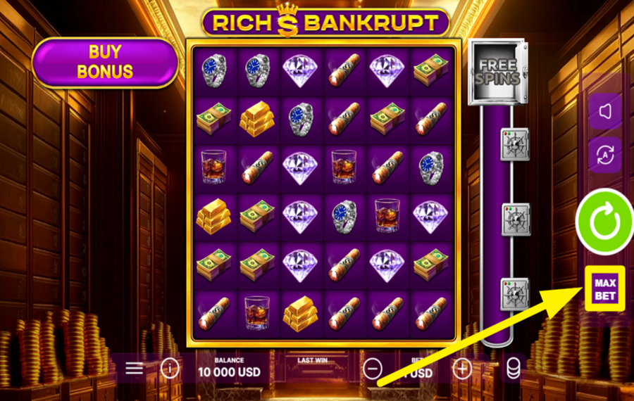 Rich Bankrupt АКТИВИРУЙТЕ МАКСИМАЛЬНЫЙ УРОВЕНЬ СТАВКИ.