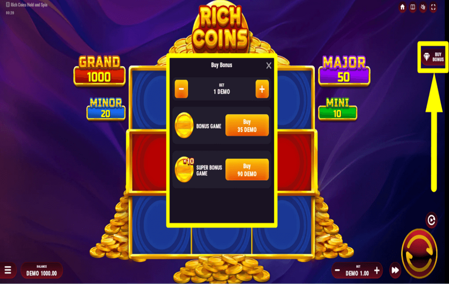 Rich Coins Hold and Spin BUY THE BONUS.
