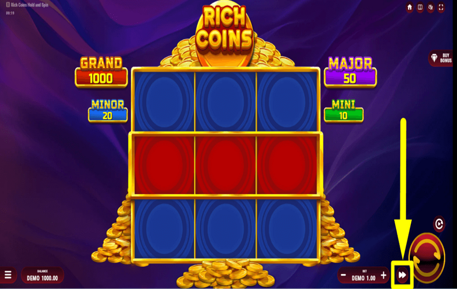 Rich Coins Hold and Spin CONTROL GAME SPEED.