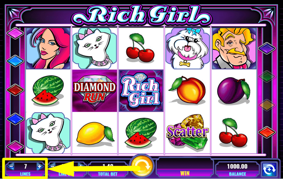 Rich Girl ÄNDERN SIE DIE GEWINNLINIEN.