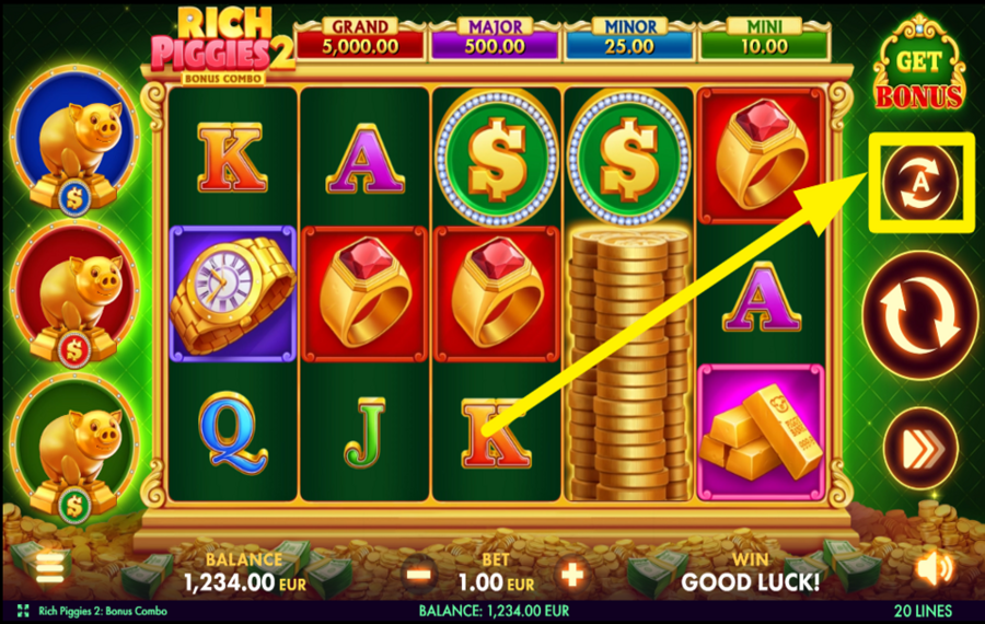 Rich Piggies 2 Bonus Combo EMPLOY THE AUTOMATIC SPIN.