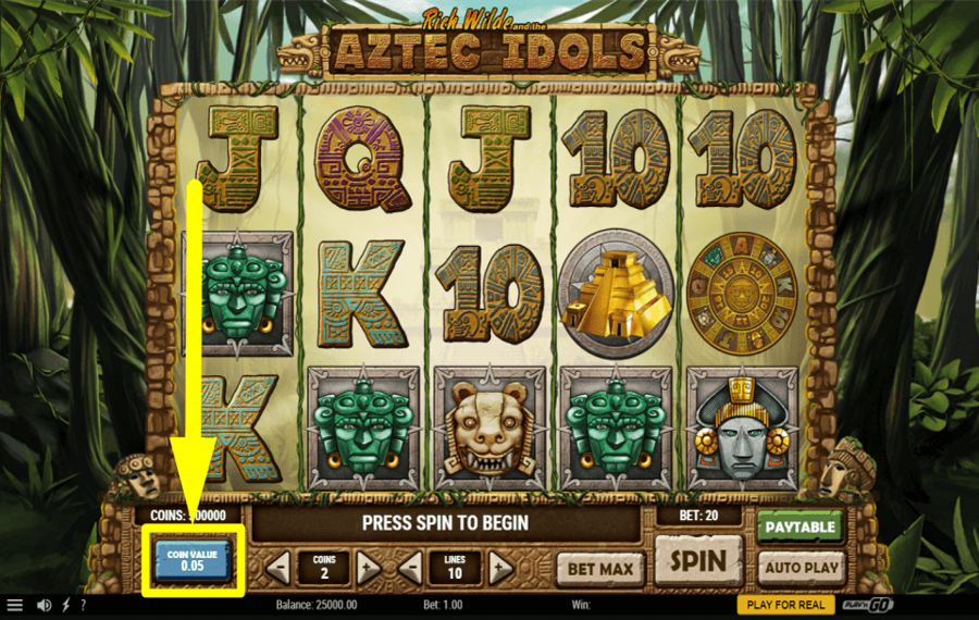 Rich Wilde And The Aztec Idols CHOISISSEZ UNE VALEUR DE PIÈCE.