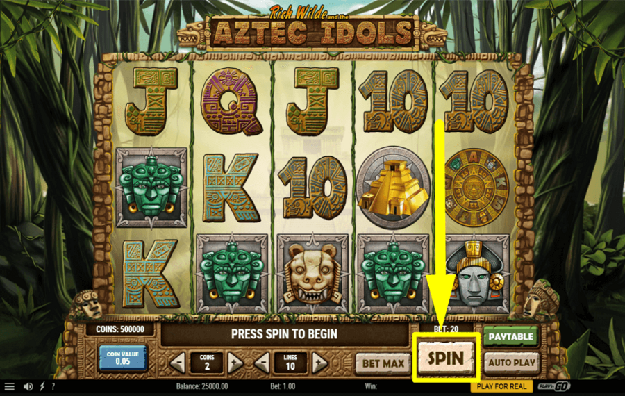 Rich Wilde And The Aztec Idols Faites tourner les rouleaux.