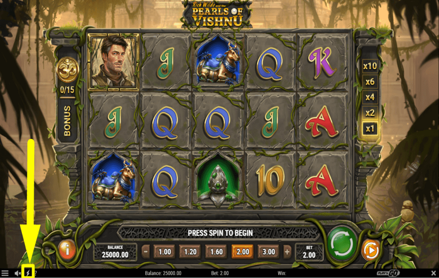 Rich Wilde and the Pearls of Vishnu TURBO-MODUS EINSCHALTEN.