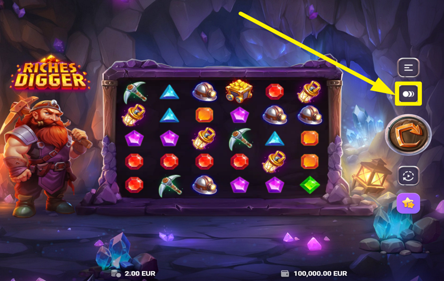 Riches Digger ОПРЕДЕЛИТЕ ЗНАЧЕНИЕ СТАВКИ.