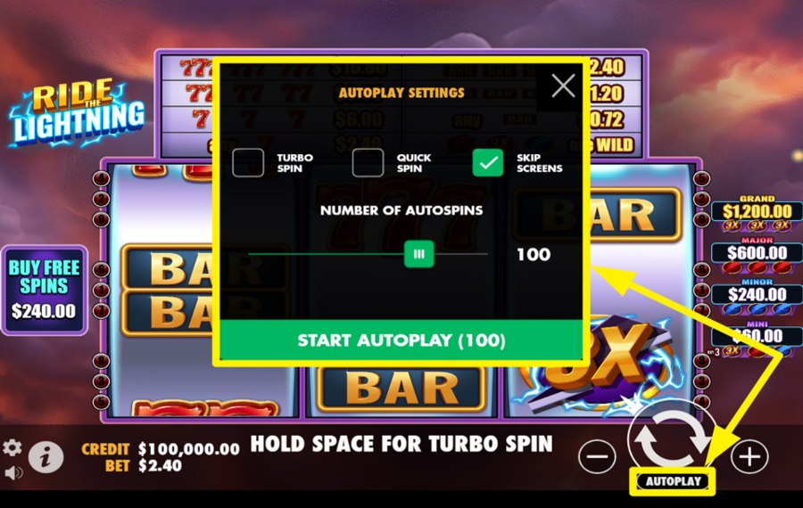 Ride The Lightning TRIGGER AUTOMATIC PLAY.