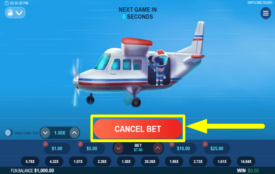 Ripcord Rush ОТМЕНИТЕ ВСЕ СТАВКИ.