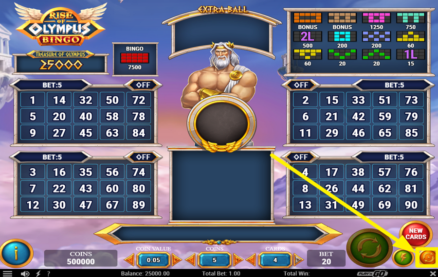 Rise of Olympus Bingo ACTIVER LA LECTURE AUTOMATIQUE.