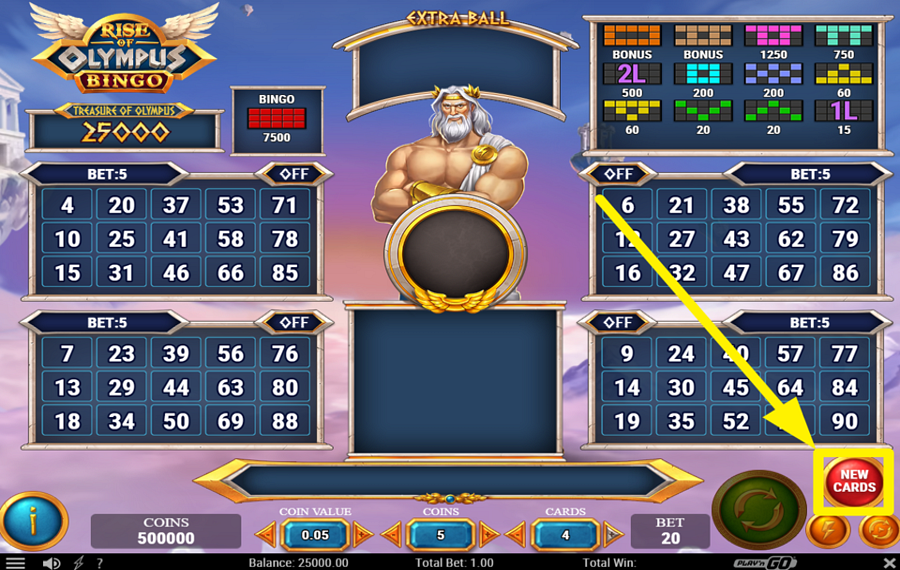 Rise of Olympus Bingo PROCUREZ-VOUS UN NOUVEAU JEU DE CARTES.