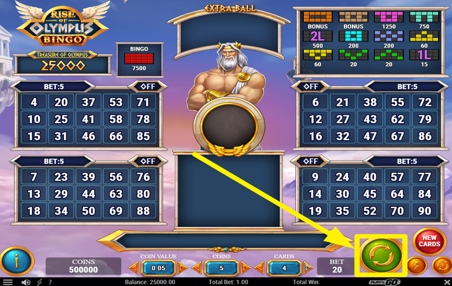 Rise of Olympus Bingo COMMENCEZ LE TIRAGE AU SORT.