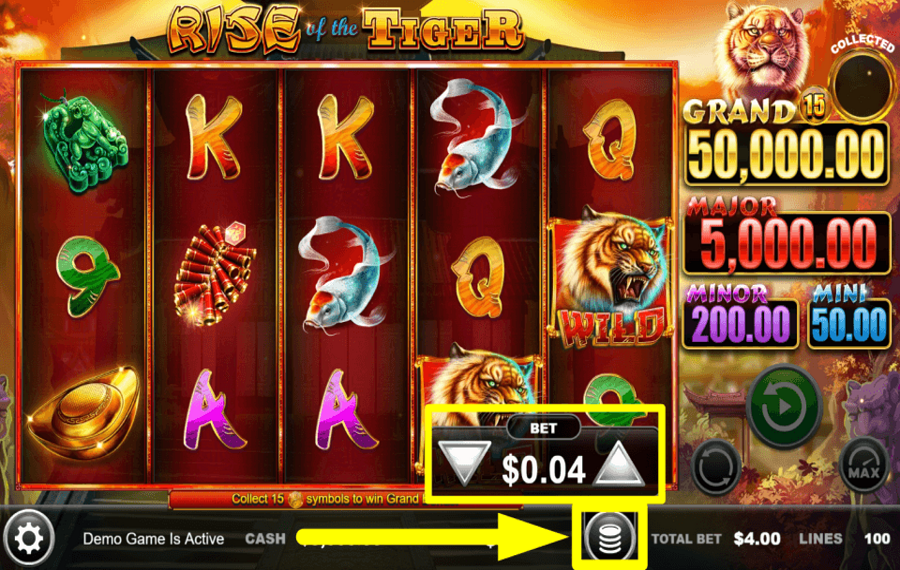 Rise of the Tiger ESTABLECE EL MONTO DE TU APUESTA.