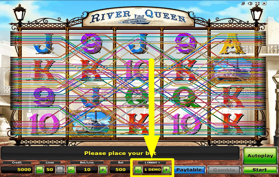 River Queen Legen Sie den Kreditwert fest.