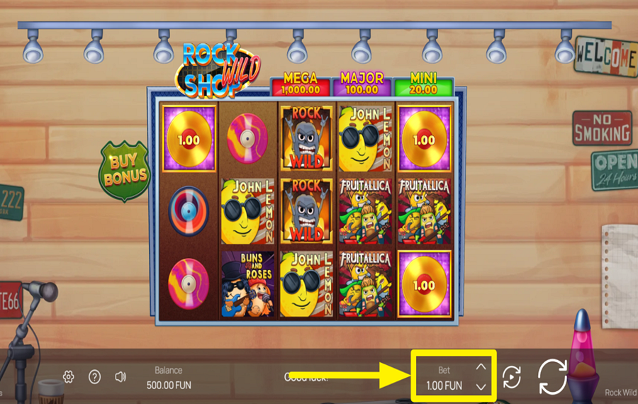 Rock Wild Shop Hold and Win AJUSTEZ VOTRE MISE.