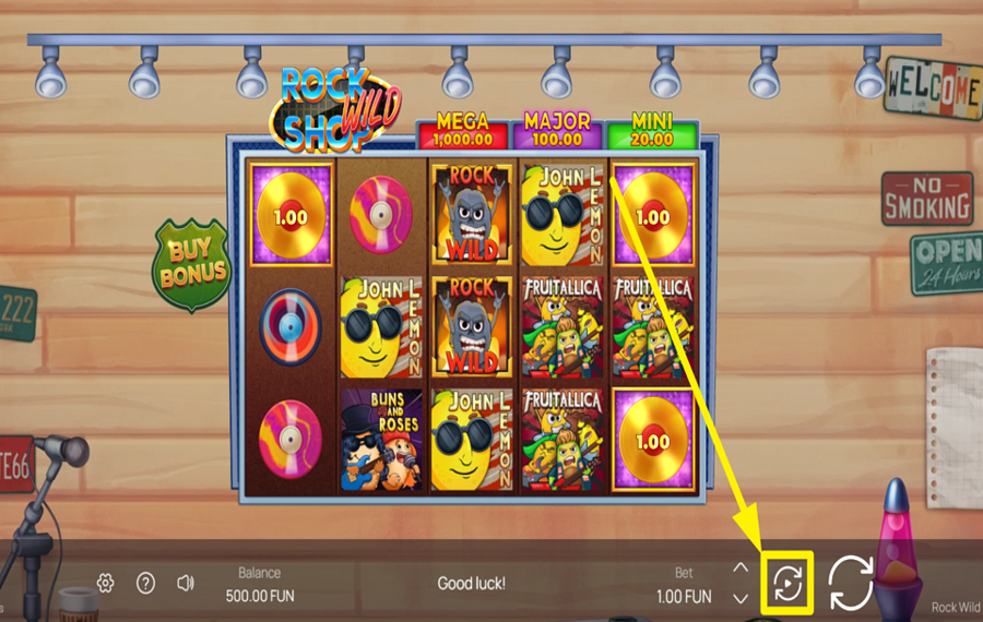 Rock Wild Shop Hold and Win ACTIVER LA LECTURE AUTOMATIQUE.