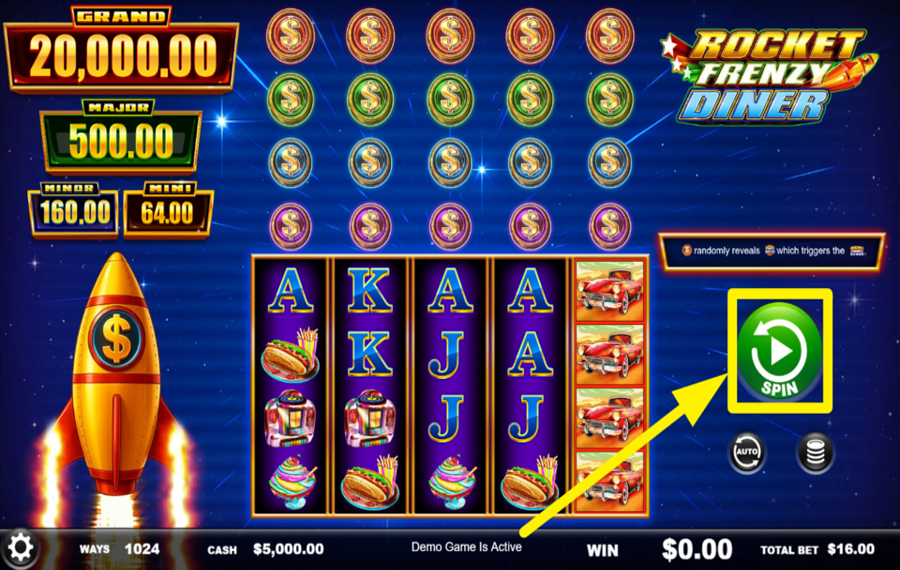 Rocket Frenzy Diner SPIN THE REELS.