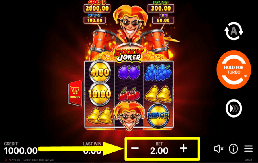 Rockin Joker Hold and Win SET THE STAKE.