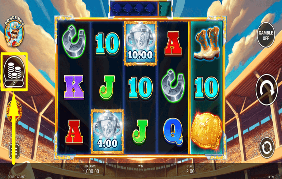 Rodeo Grand ADJUST THE WAGER.