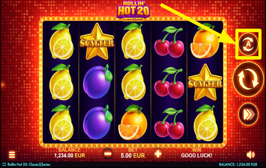 Rollin Hot 20 Classic Series USE AUTOMATED SPINS.