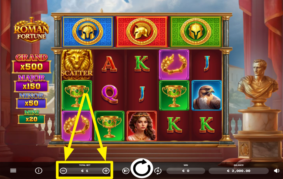 Roman Fortune DECIDE ON YOUR BET AMOUNT.